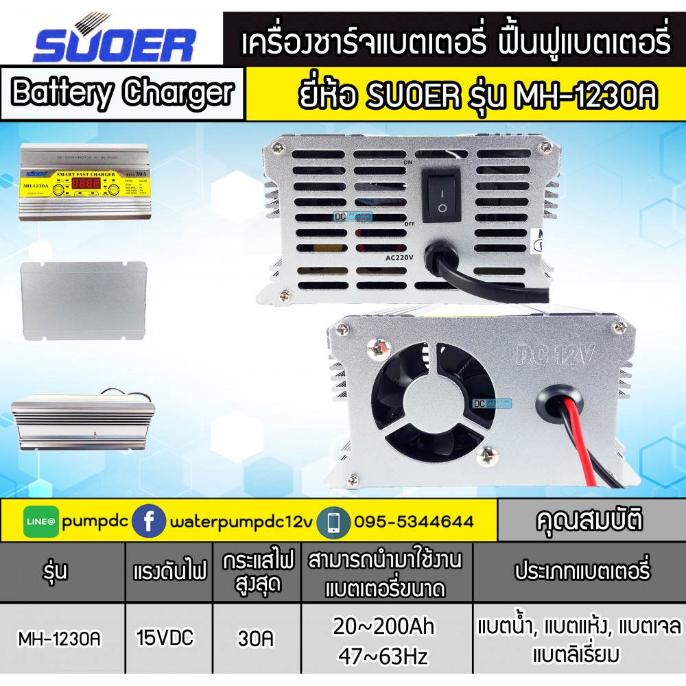 เครื่องชาร์จแบตเตอรี่รถยนต์ 12V SUOER รุ่น MH-1230A